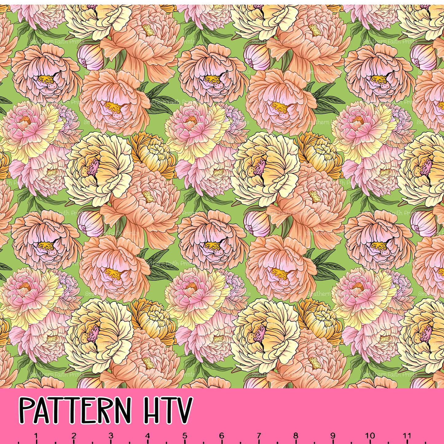 Peony Power 12x12 Pattern HTV