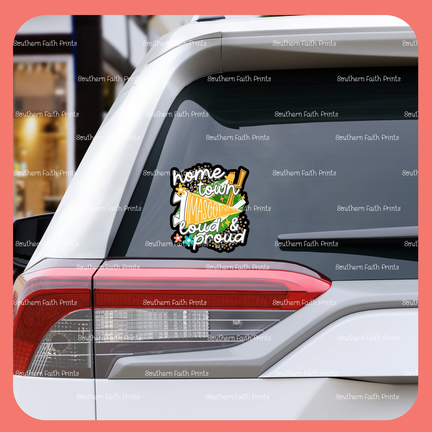Custom Home Town Mascot Yellow Gold Sticker