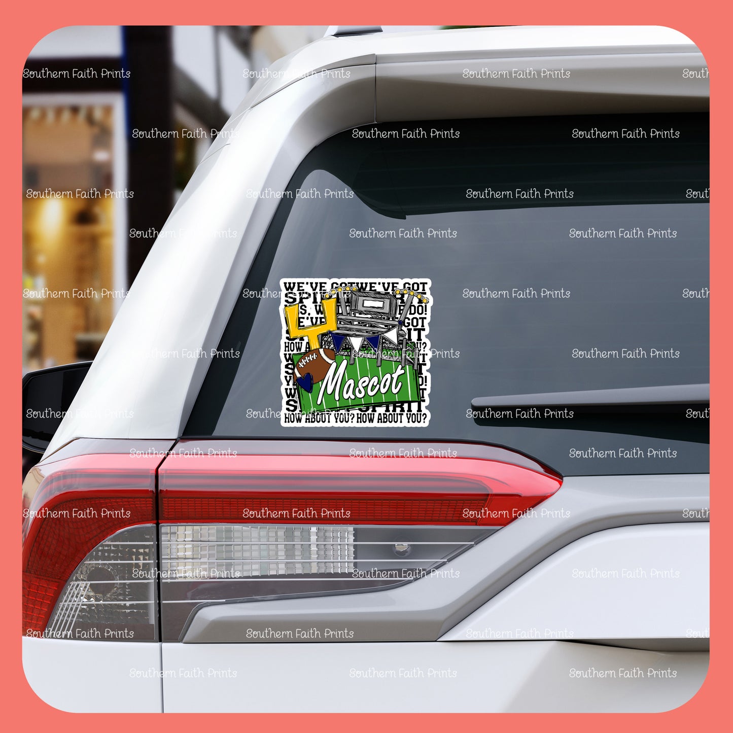 Custom We've Got Spirit Mascot Navy Sticker