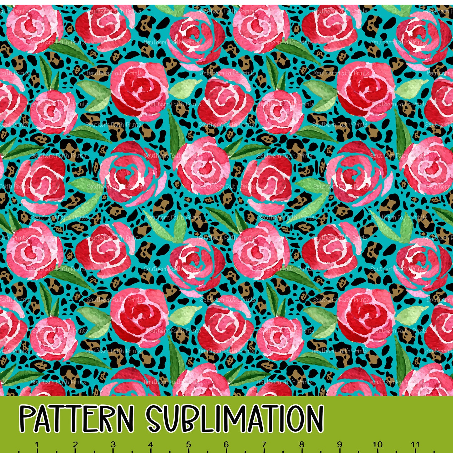 Roses on Leopard 12x12 Pattern Sublimation