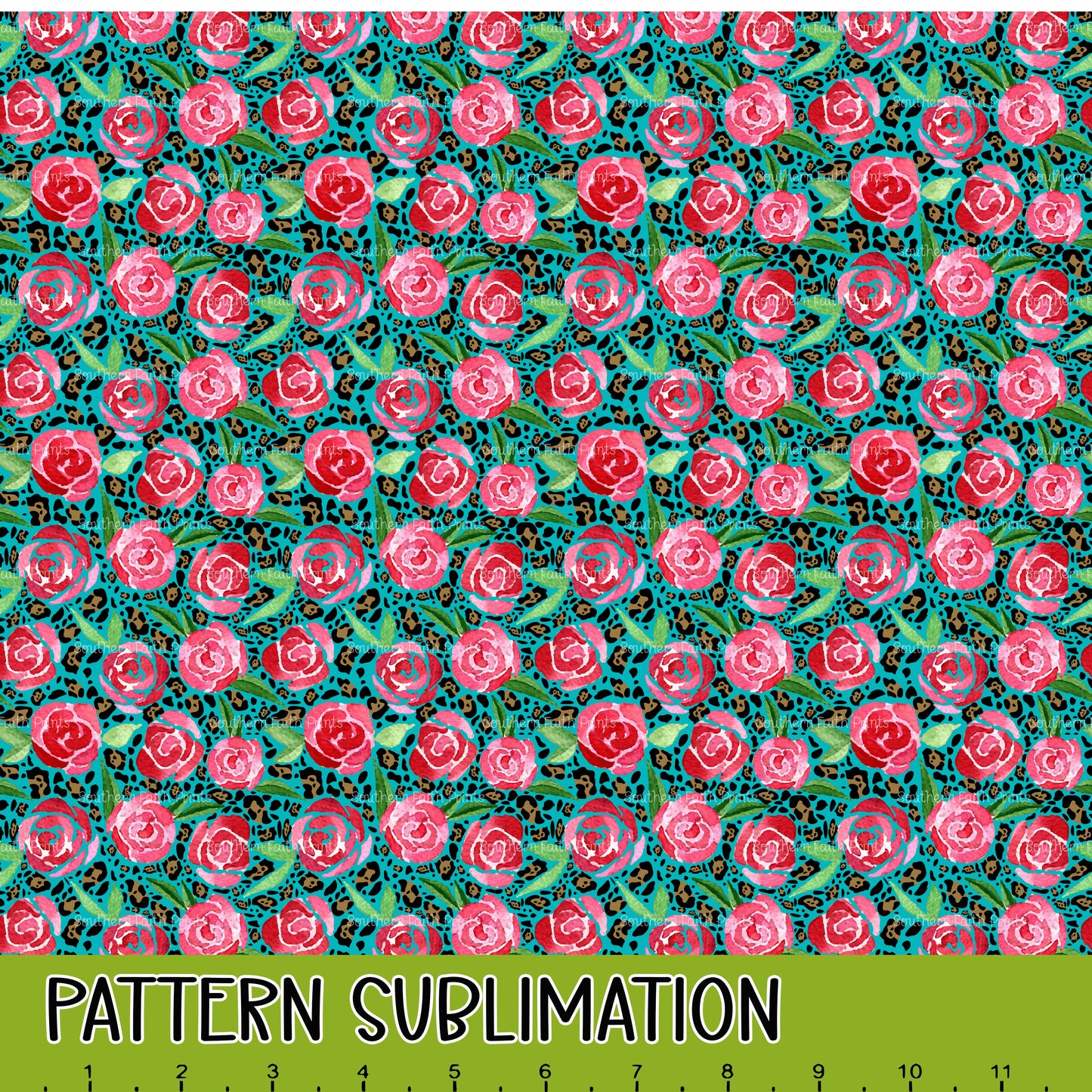 Roses on Leopard 12x12 Pattern Sublimation