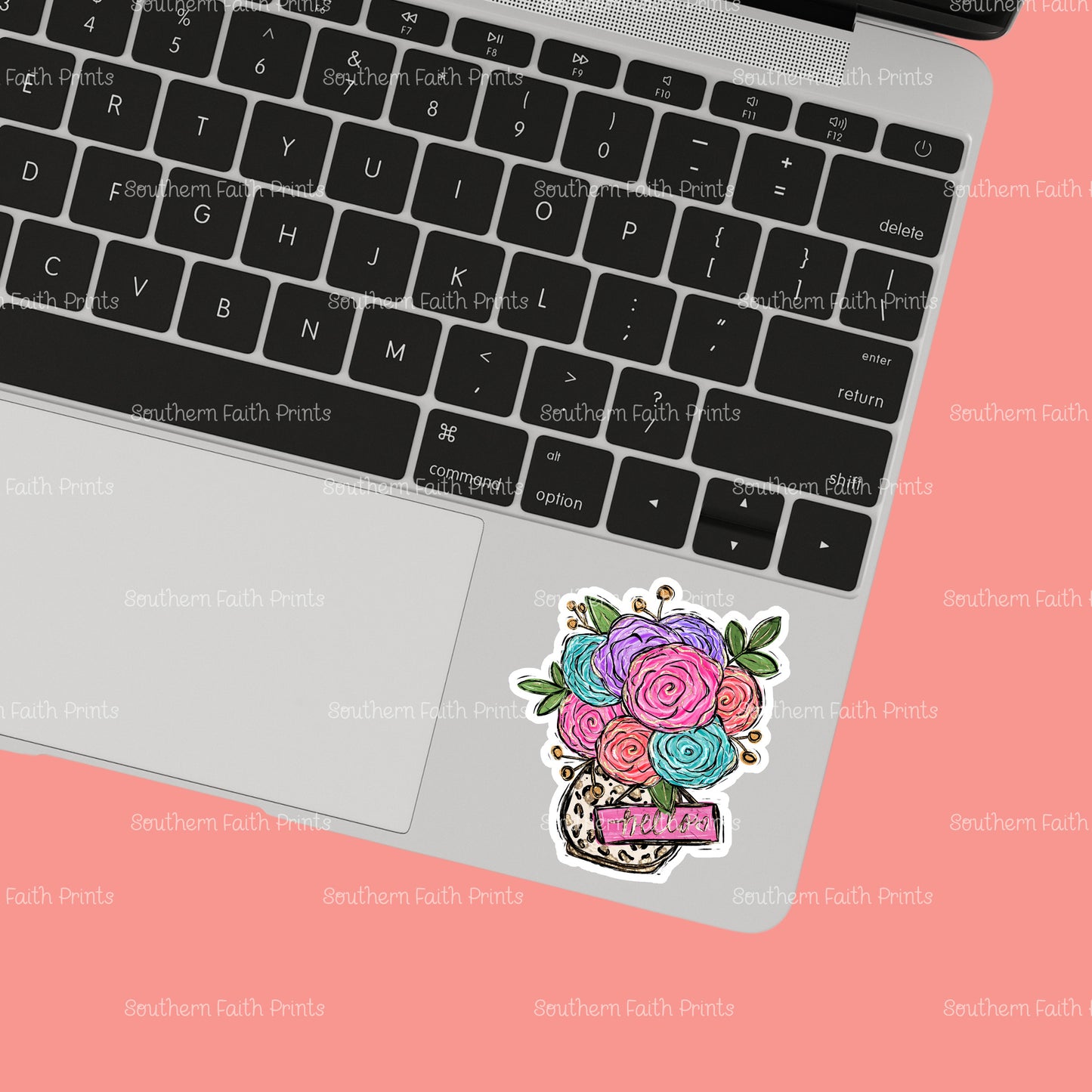 Flowers in Leopard Vase Sticker