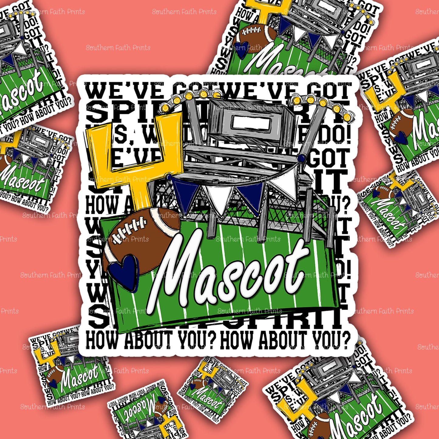 Custom We've Got Spirit Mascot Navy Sticker