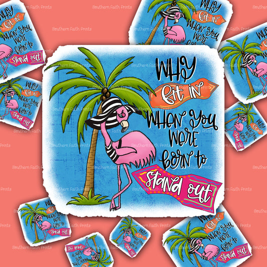 Why Fit In Flamingo Sticker
