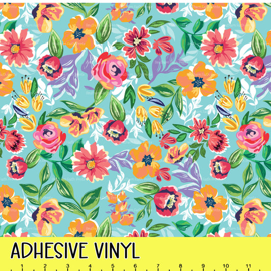 Orange Floral 12x12 Pattern Adhesive Vinyl