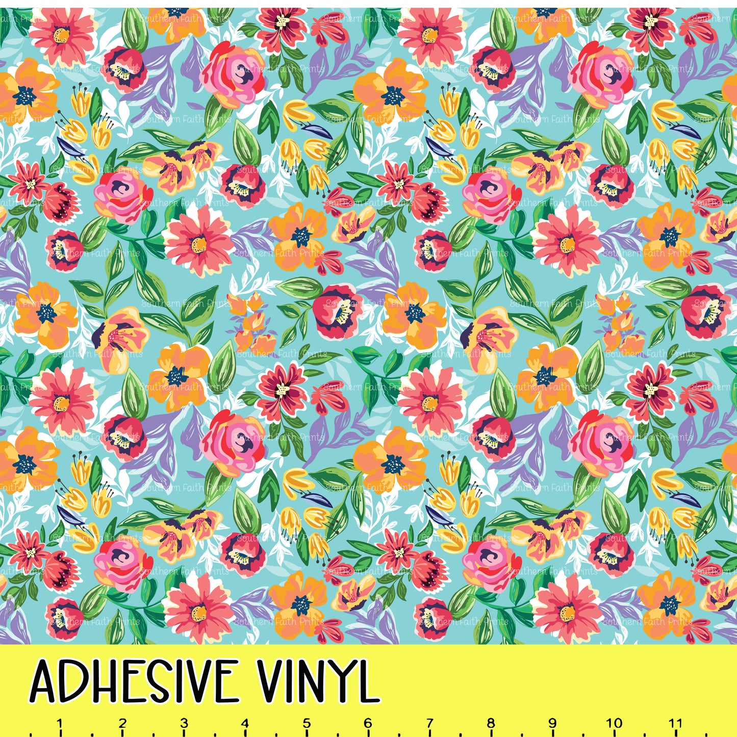 Orange Floral 12x12 Pattern Adhesive Vinyl