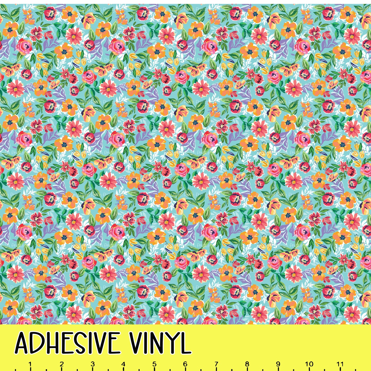 Orange Floral 12x12 Pattern Adhesive Vinyl