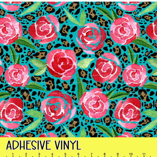 Roses on Leopard 12x12 Pattern Adhesive Vinyl