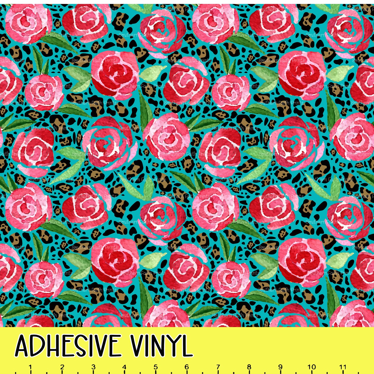 Roses on Leopard 12x12 Pattern Adhesive Vinyl