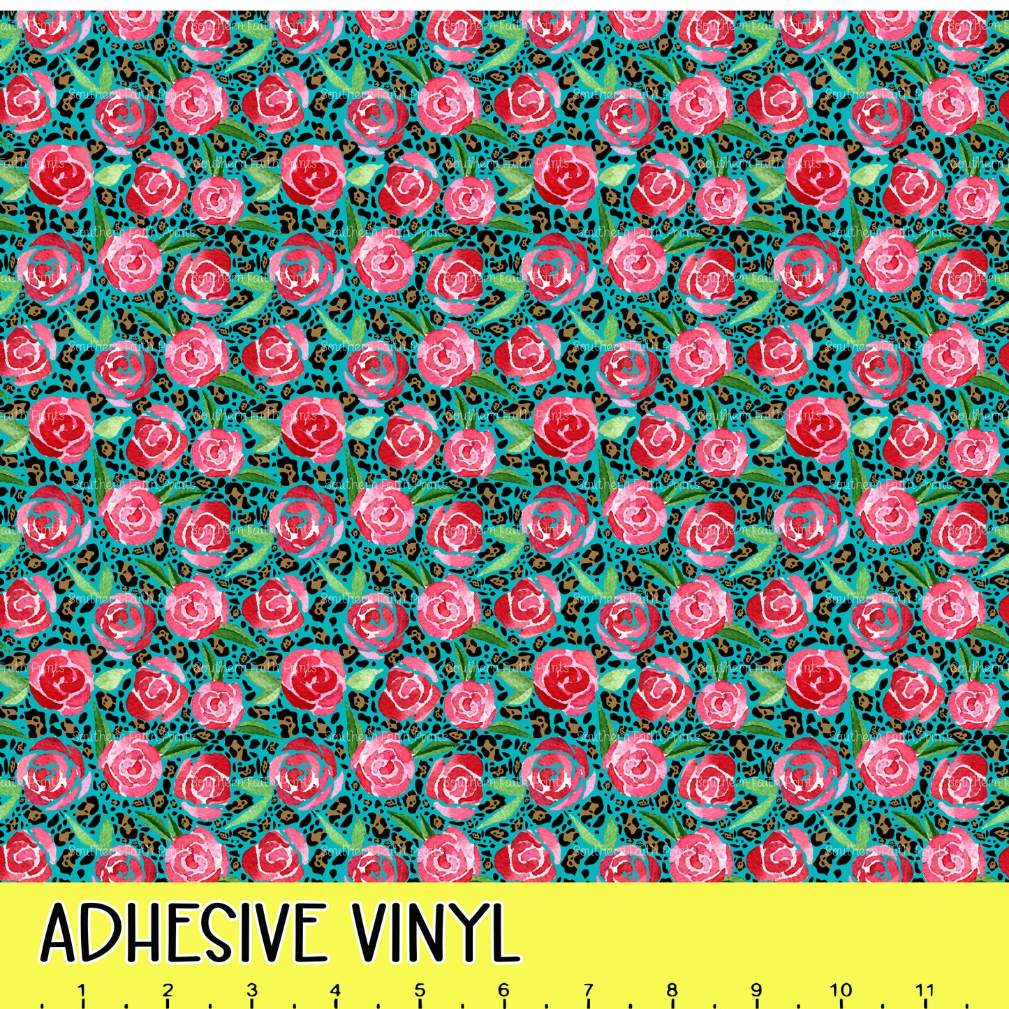 Roses on Leopard 12x12 Pattern Adhesive Vinyl