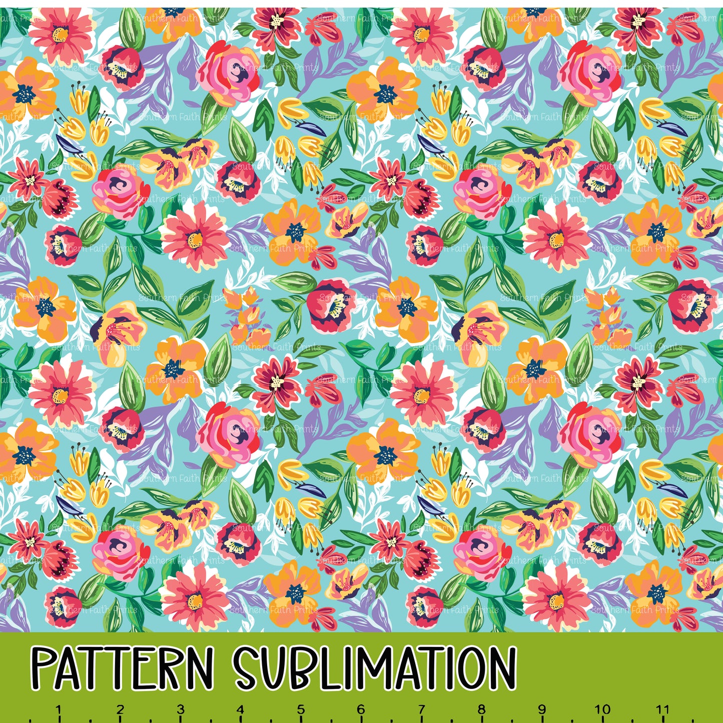 Orange Floral 12x12 Pattern Sublimation
