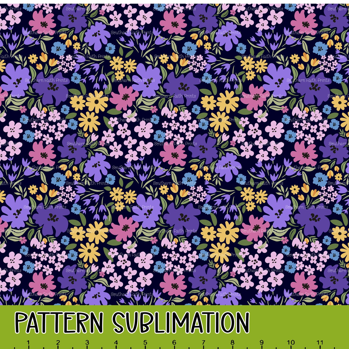 Modern Purple Floral 12x12 Pattern Sublimation
