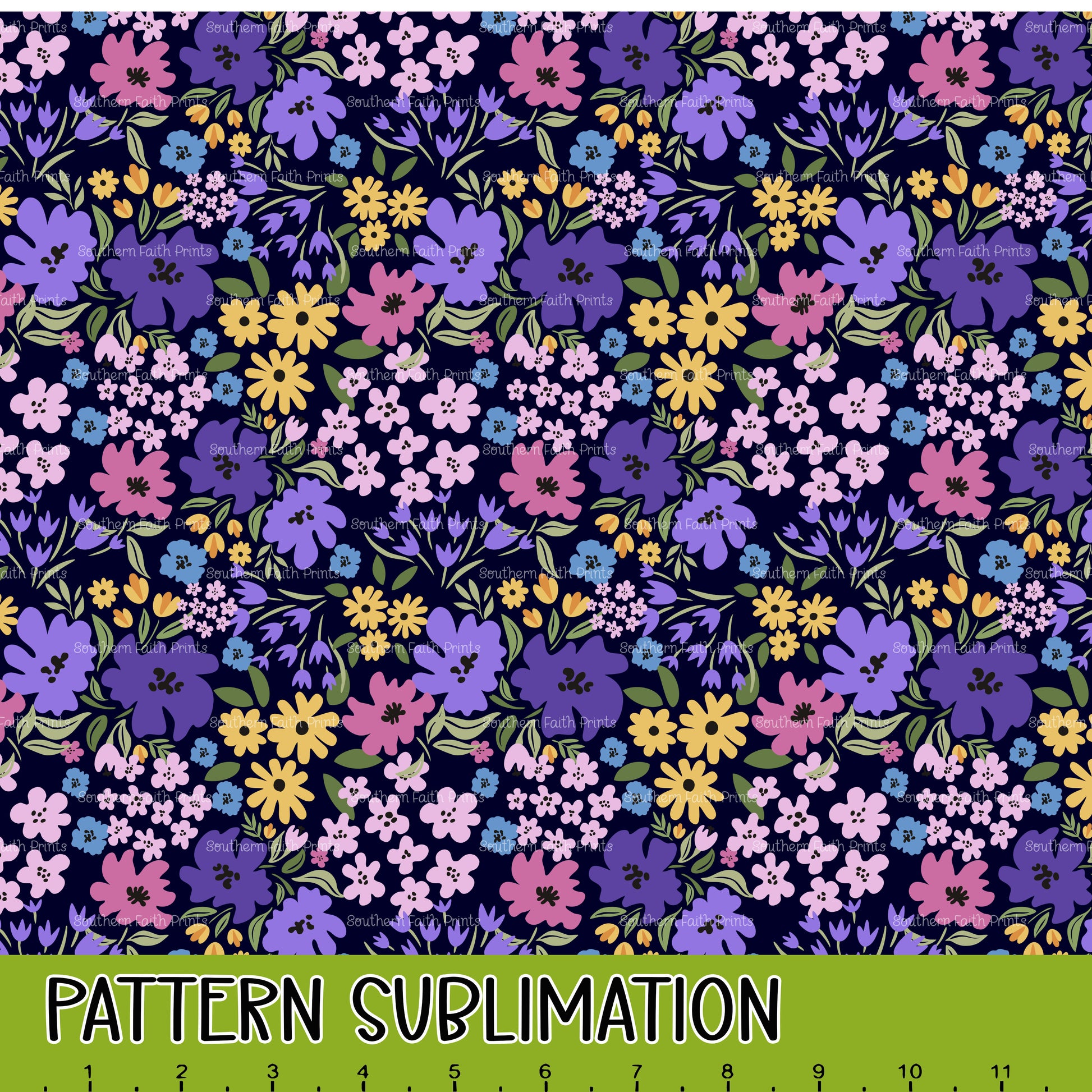 Modern Purple Floral 12x12 Pattern Sublimation