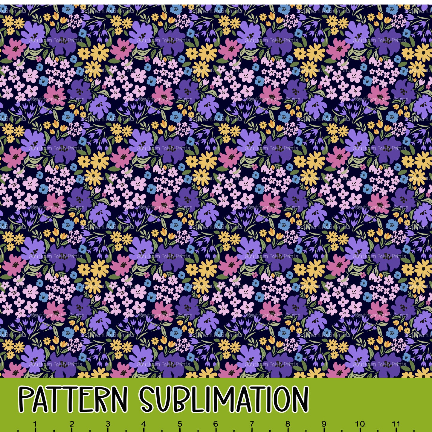 Modern Purple Floral 12x12 Pattern Sublimation