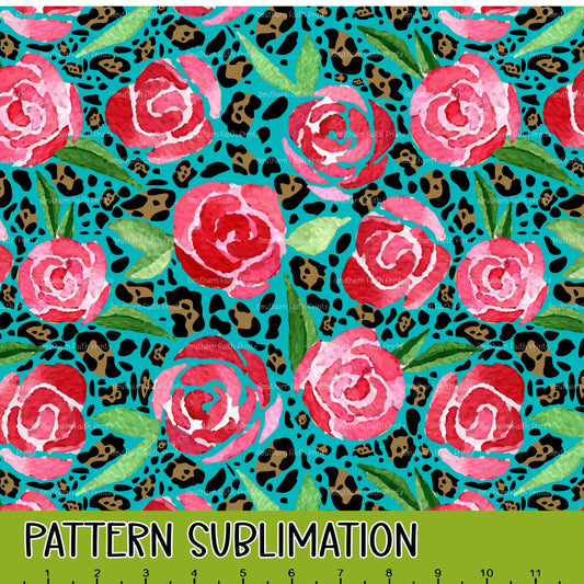 Roses on Leopard 12x12 Pattern Sublimation