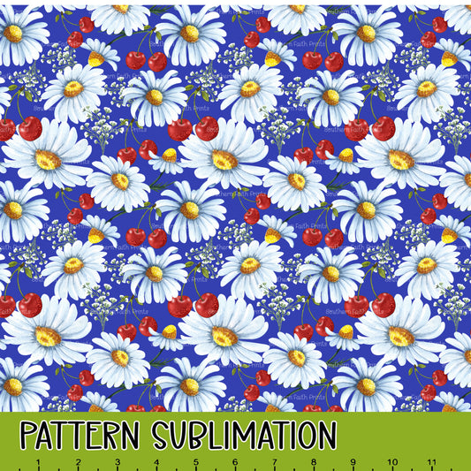 Cherries and Daisies 12x12 Pattern Sublimation