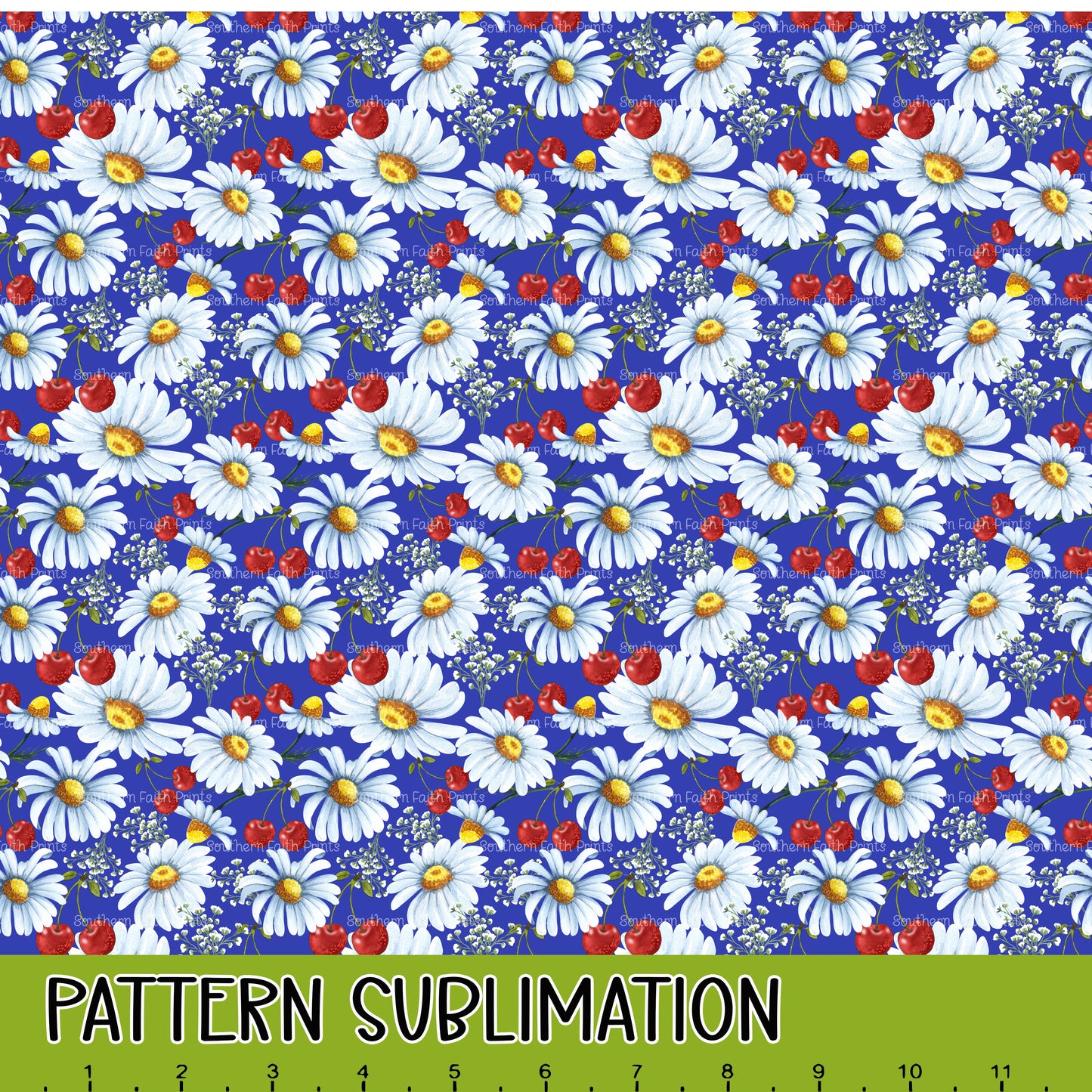 Cherries and Daisies 12x12 Pattern Sublimation