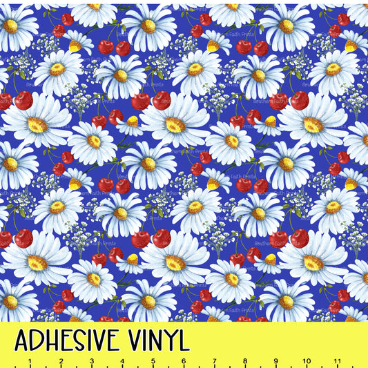 Cherries and Daisies 12x12 Pattern Adhesive Vinyl