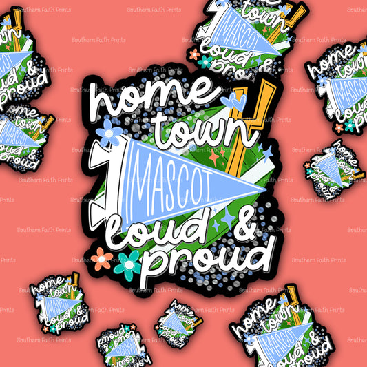 Custom Home Town Mascot Columba Blue Sticker