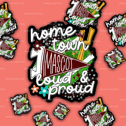 Custom Home Town Mascot Maroon Sticker