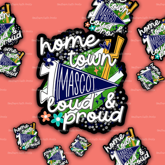 Custom Home Town Mascot Navy Sticker