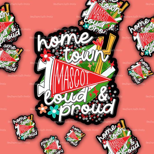 Custom Home Town Mascot Red Sticker