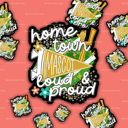 Custom Home Town Mascot Vegas Gold Acrylic Sticker Set