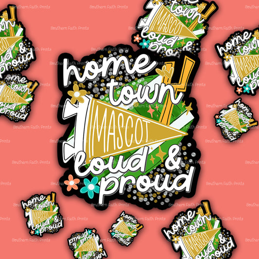 Custom Home Town Mascot Vegas Gold Sticker