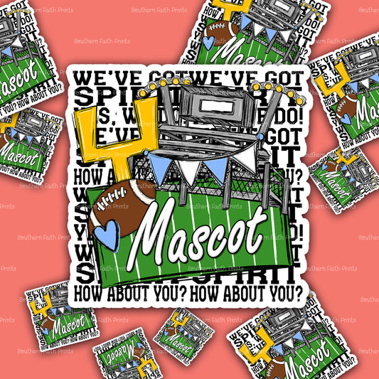 Custom We've Got Spirit Mascot Columbia Blue Sticker