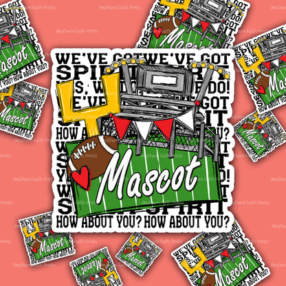 Custom We've Got Spirit Mascot Red Acrylic Sticker Set