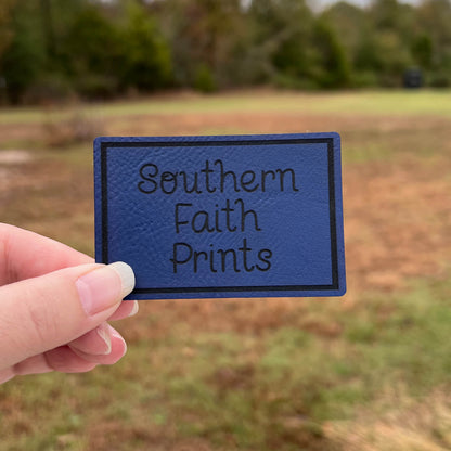 Custom Logo Engraved Leatherette Patch *WITH ADHESIVE*
