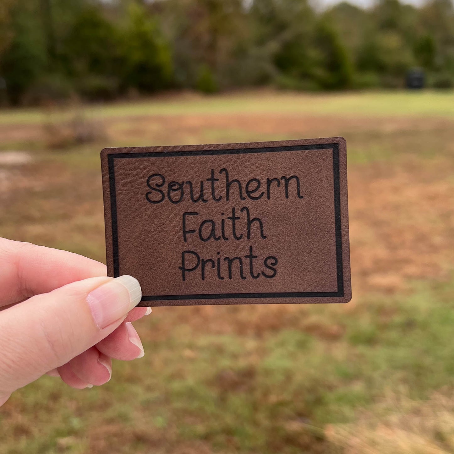 Custom Logo Engraved Leatherette Patch *WITH ADHESIVE*