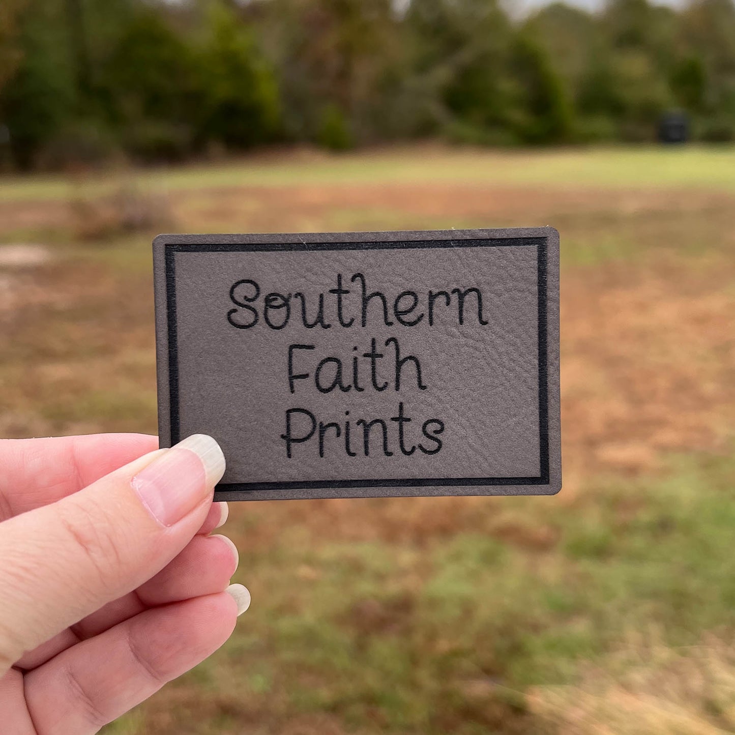 Custom Logo Engraved Leatherette Patch *WITH ADHESIVE*