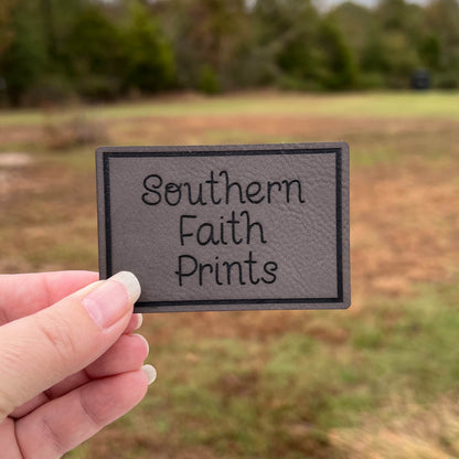 Custom Logo Engraved Leatherette Patch *WITH ADHESIVE*