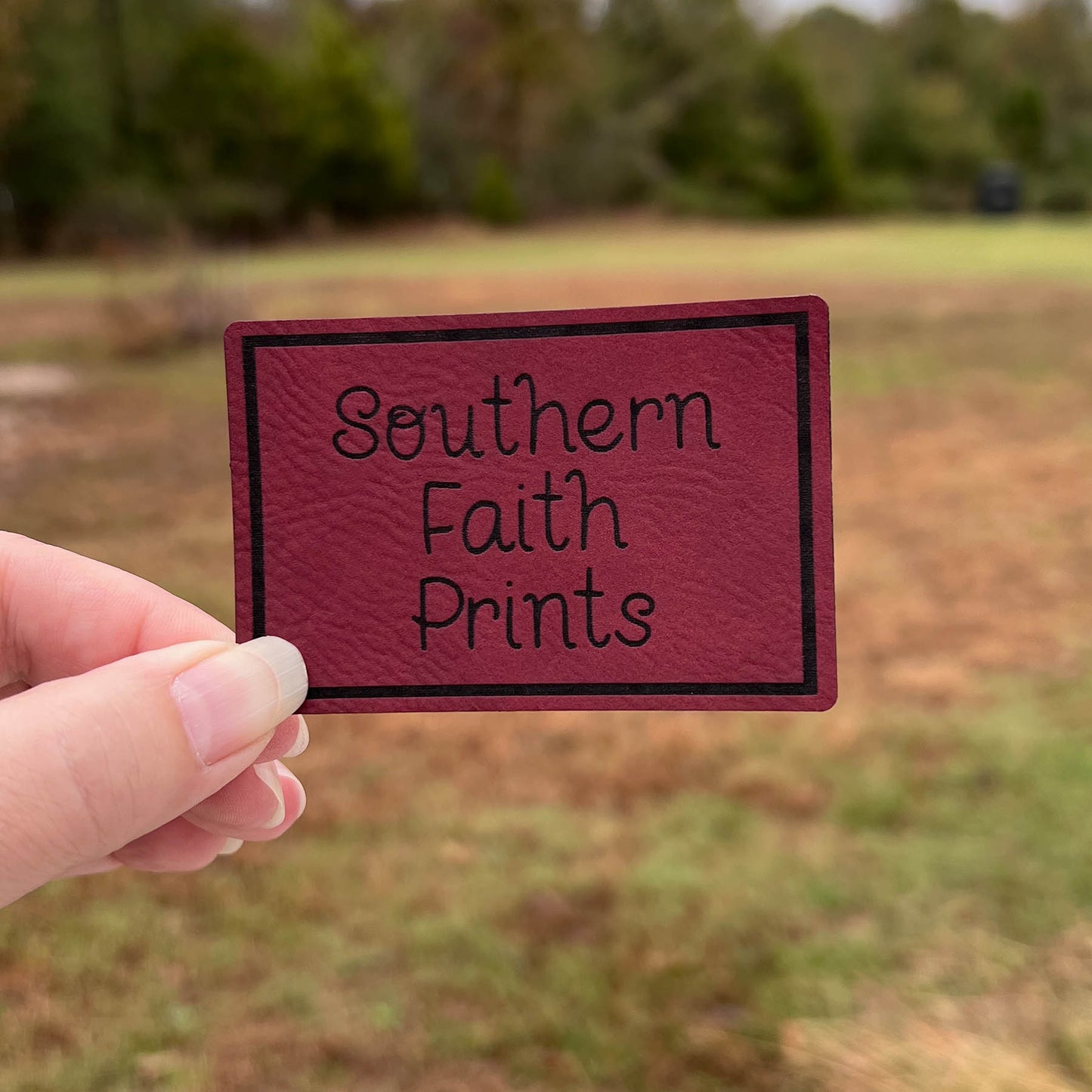 Custom Logo Engraved Leatherette Patch *WITH ADHESIVE*