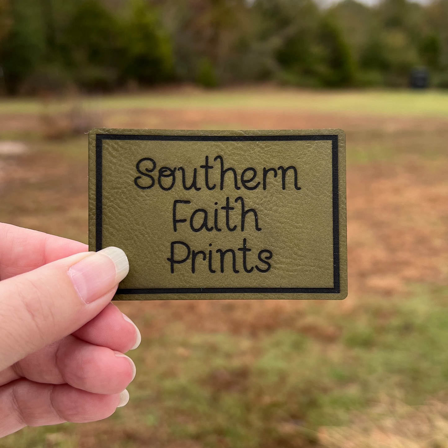 Custom Logo Engraved Leatherette Patch *WITH ADHESIVE*
