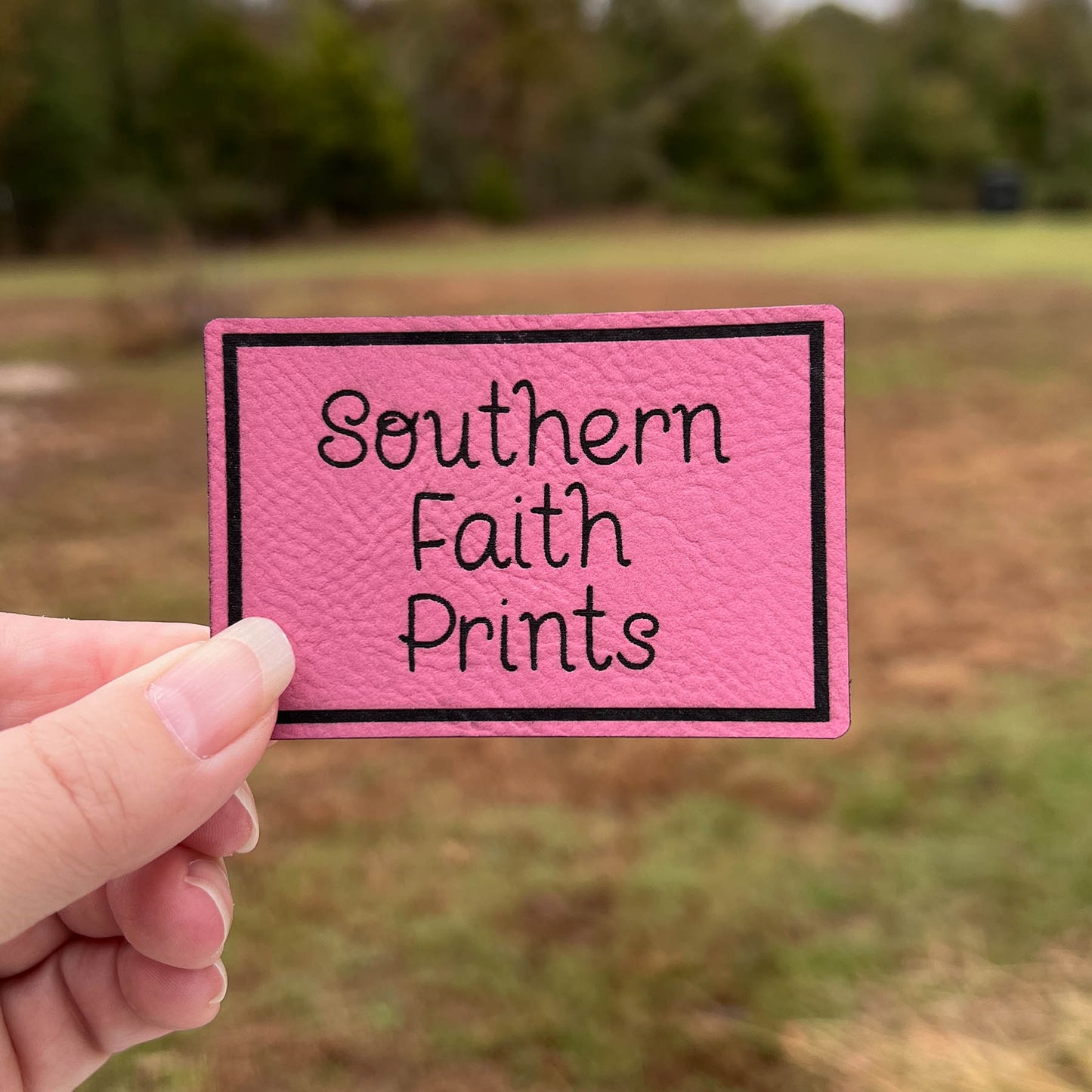 Custom Logo Engraved Leatherette Patch *WITH ADHESIVE*