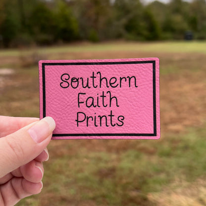 Custom Logo Engraved Leatherette Patch *WITH ADHESIVE*