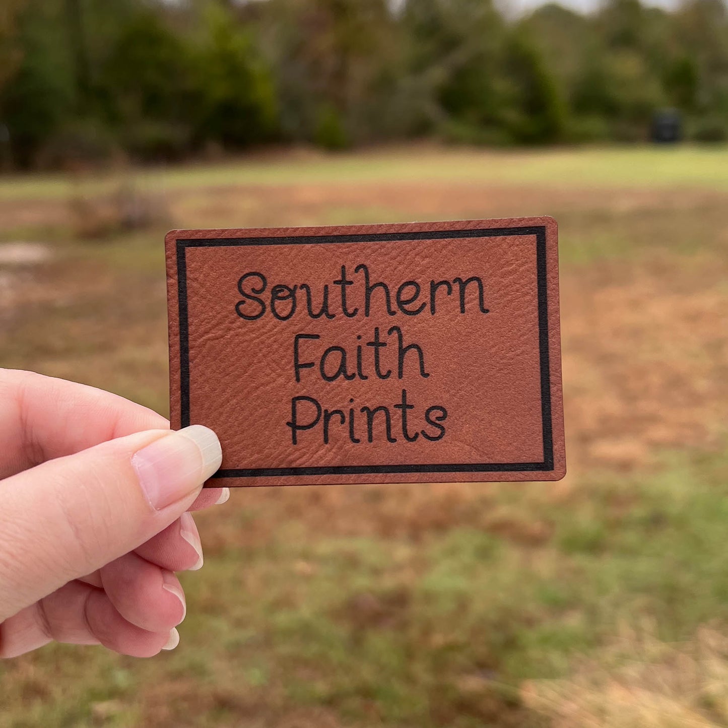 Custom Logo Engraved Leatherette Patch *WITH ADHESIVE*