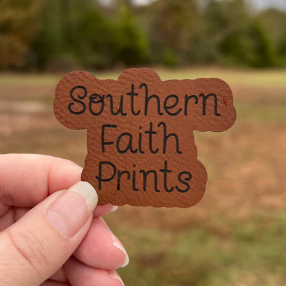 Custom Logo Engraved Leatherette Patch *WITH ADHESIVE*