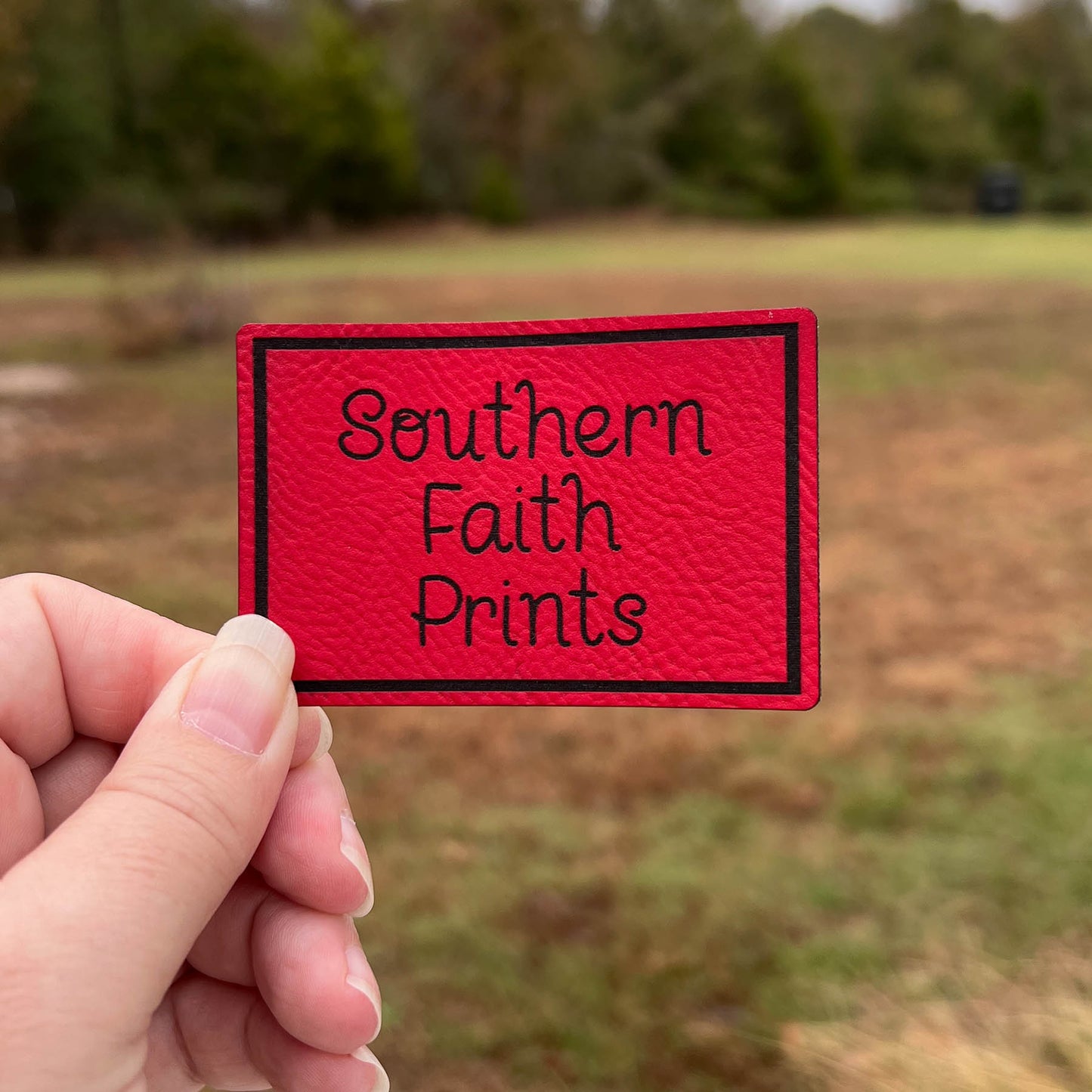 Custom Logo Engraved Leatherette Patch *WITH ADHESIVE*