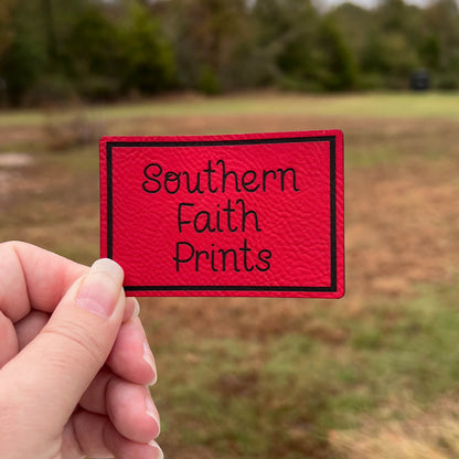 Custom Logo Engraved Leatherette Patch *WITH ADHESIVE*